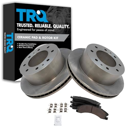 Image of TRQ Rear Ceramic Disc Brake Pad & Rotor Kit for Chevy GMC 2500 3500 Truck