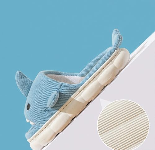 Men's Women's Open Toe Shark Slippers Cute Linen Breathable Non-slip Slip on House Sliders Outdoor/Indoor Silent Memory Foam Slippers4