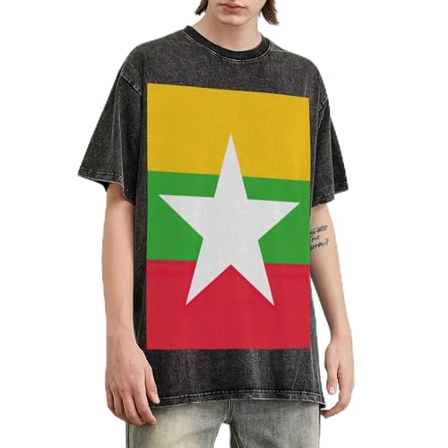 T-shirt surdimensionné homme imprimé Birmanie coton manches courtes