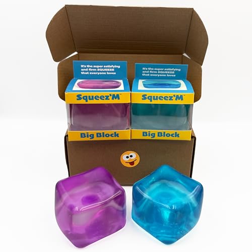 Image of Original Big Block Premium Stress Cube 2 Pack, Squishy Fidget Toy, Adults | Non-toxic ASTM certified, US family-owned, easy replacement, jumbo sensory squeeze cubes set of 2, stress relief