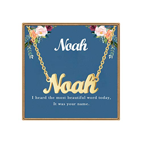 Ldurian Custom Name Necklace, Noah Name Plate Pendant Necklace Pre