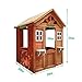 HAUSHECK Kids Playhouse for Boys & Girls, Wooden Playhouse with 2 Windows and Flowerpot Holder, Outdoor Childrens Play Houses for Ages 3-8, Golden Red