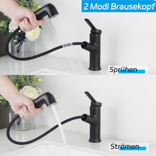Mitigeur lavabo noir haute pression résolvant le rinçage difficile