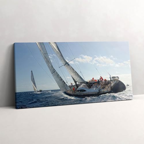 Régate de Voiliers Image sur Toile 140x70cm Grand Tableau Déco Murale d'Art