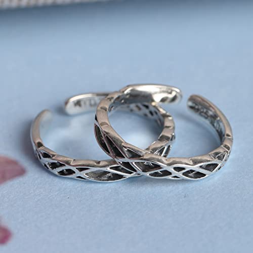 Image of Clara 925 Sterling Silver Size Adjustable Toe Rings Pair Gift for Women