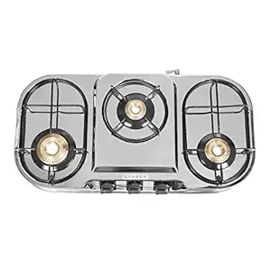 Faber Gas stove 3 burner glass cooktop (Hob Cooktop ASTRA 3BB SS) Stainless Steel, Manual Ignition,Medium