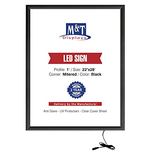 Cadre d'affiche LED 55,9 x 71,1 cm support de panneau publicitaire - 2