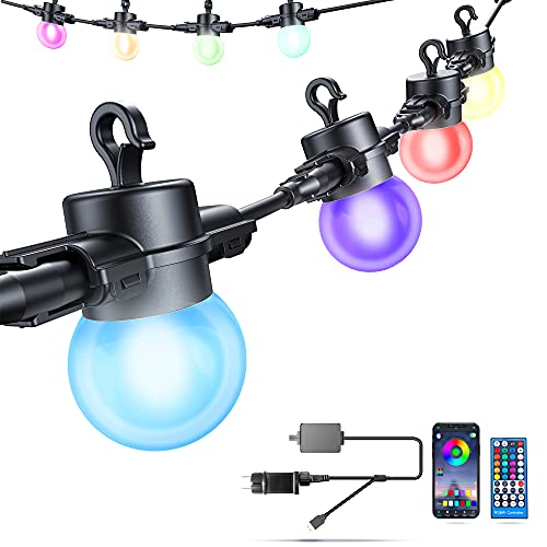 Elrigs Lichterkette Außen Innen, IP65 LED Lichterketten, 8M 10er dimmbare G45 RGB Lampen, Steuerung per Fernbedienung oder App, verlängerbar bis 10M oder 20M, Steckdose oder 5V USB Stromversorgung