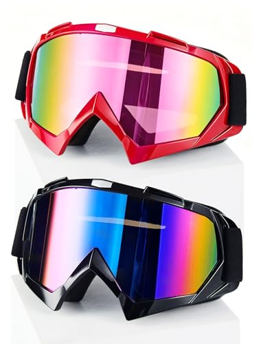 Image of 2Pcs Dirt Bike Goggles Motocross Motorcycle ATV Riding Dustproof Windproof Off Road Racing MX Four Wheeler Goggles