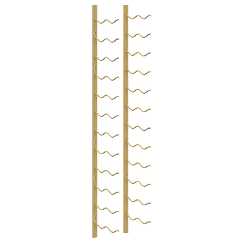 Wand-Weinregal aus goldenem Eisen für 24 Flaschen, 2 Stück, modernes Flaschenregal für Küche, Bar, Speisekammer, praktische Weinaufbewahrung und stilvolle Lagerung