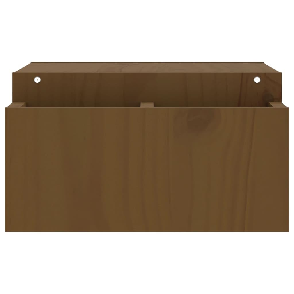 Générique Stojak na monitor z litego drewna sosnowego miodowo-brązowy 70 x 27 x 15 cm, minimalistyczny design ze stabilną ramą i 4 bocznymi przegródkami do przechowywania na klawiaturę i akcesoria