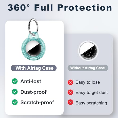 Image of MOLOSLEEVE Case for AirTag 2nd Gen (2026) & 1st Gen, Shockproof Holder with Keychain, Anti-Scratch Protective Cover for Air Tags, GPS Tracker Accessories for Keys, Luggage, Bags, Clear Blue