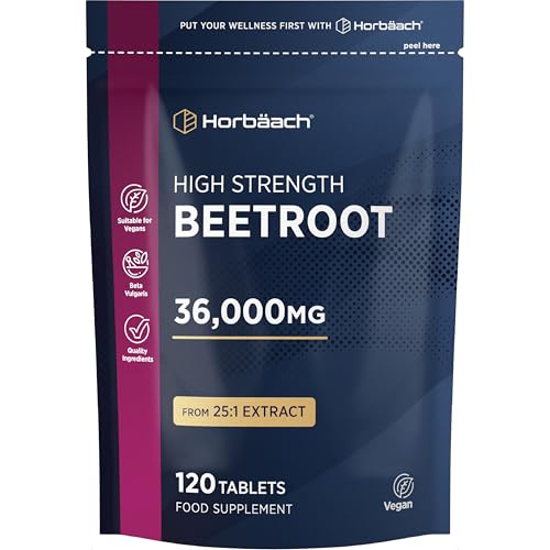 Rote Beete Tabletten Hochdosiert 36.000mg | 120 Vegane Stück | Beete Superfood | Beetroot Extrakt | Horbaach