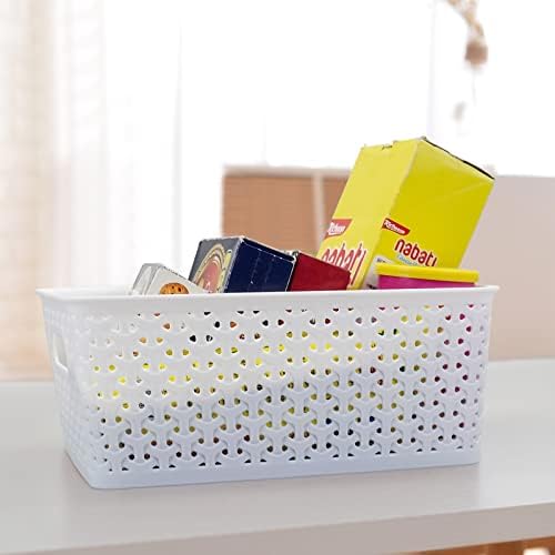 Yesdate Plastic Weave Storage Basket, 6 Packs Cupboard Storage Baskets
