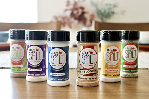 MySALT Salt Substitute – 100% Sodium Free - Set of 6 Varieties - Return the Taste of Salt and Add Flavor to Your Low Sodium Diet