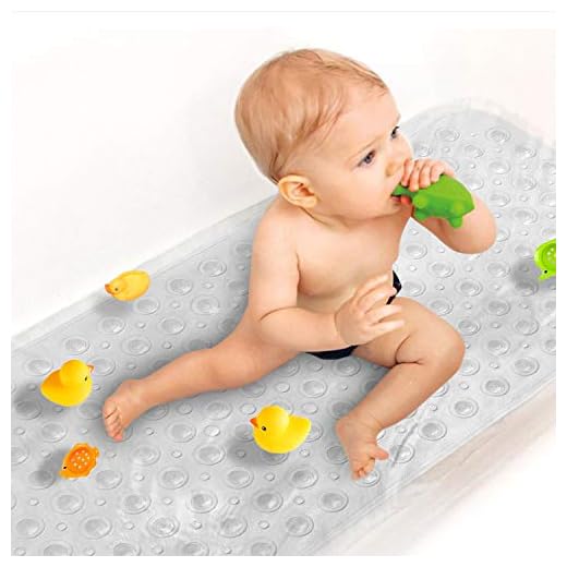 Sheepping Baby Bath Mat Non Slip Extra Long Bathtub Mat for Kids 40 X 16 Inch - Eco Friendly Bath Tub Mat with 200 Big Suction Cups,Machine Washable Shower Mat (Clear)