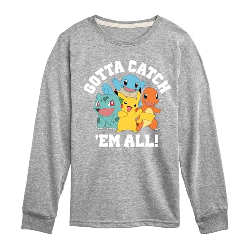 HYBRID APPAREL - Pokémon - Gotta Catch Em All Starters - Youth Long Sleeve Graphic T- Shirt