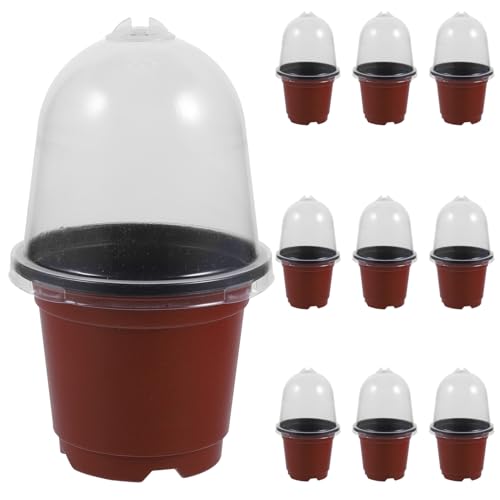 BEBEMOKO 湿度ドーム付き育苗ポット 10個パック 植木鉢 プラスチックポット 多肉植物用 屋内/屋外用