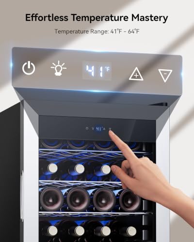 Image of Feelfunn 25 bottle Wine Cooler Refrigerator,Wine Fridge Glass Door,Silver