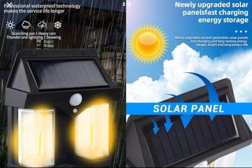 LIPSA ENTERPRISE IP65 Waterproof New Solar Wall Lamp with 3 Modes Solar Solar Tungsten Wall Light (Double - Light, 4)