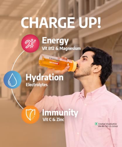 Buy Centrum Recharge: Tasty Orange Flavoured Powder Drink Mix | No Added Sugar| Instant Energy & Hydration | 13 Vitamins & Minerals | Boosts Immunity | Vitamin B, C, Zinc, Magnesium | Pack of 36 sachets Online at Low Prices in India - Amazon.in - Image 6