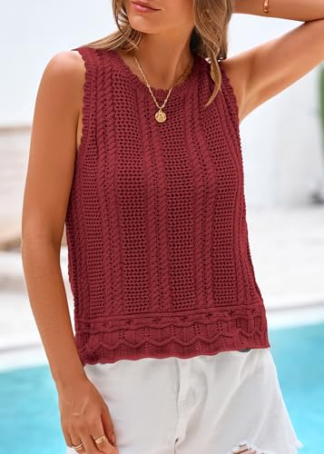 Image of KIRUNDO Beach Vacation Clothes for Women Spring Summer Crochet Sweater Vest Tank Tops Cover Ups Resort Cruise Outfits 2026
