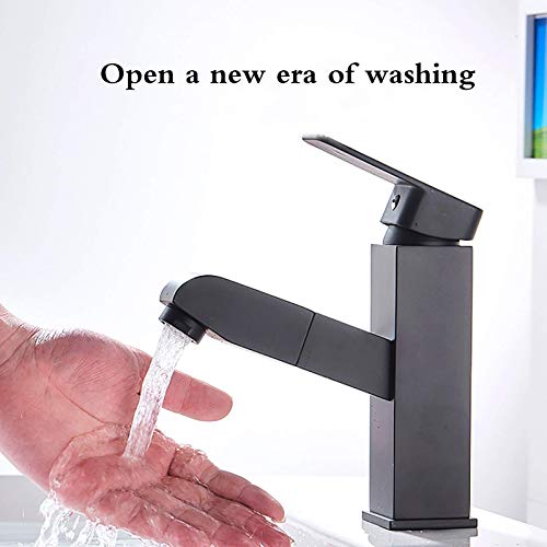 Grifo de baño negro extraíble con rotación de 360 grados para lavabo 5