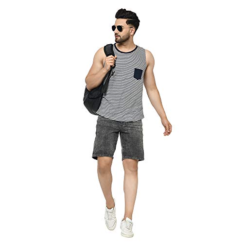 Image of RIGO Men's Striped Slim Fit Vest (SD02201038 Grey