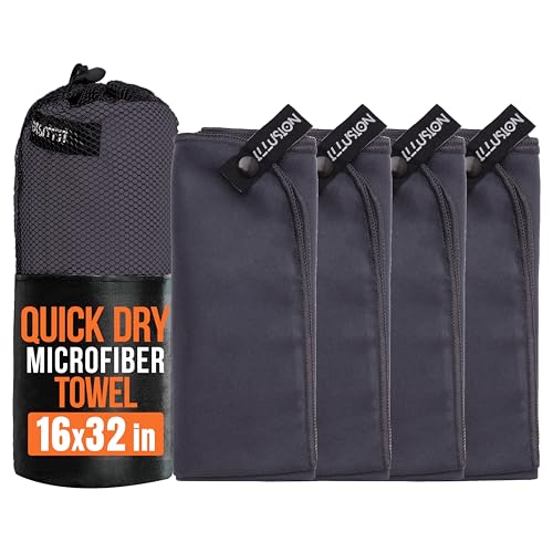 illusion Small Microfiber Gym Towels for Men and Women Active Sports (32" L x 16''W)-Lightweight Quick Dry Gym Towel for Sweat-Workout Towels Ideal for Yoga, Camping, Running, and Outdoor Activities