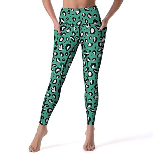 Legging vert imprimé léopard pour femme idéal du studio de yoga au café
