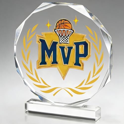 DOUOAUO Basketball MVP Trophy - Acrylic Championship Trophy Award 4.72x5.27 Inch - Perfect for Sports Tournaments Academic Competitions School Awards Party Prizes for Adults