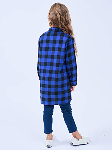 Image of OCHENTA Girls Flannel Shirt Dress 100% Cotton Plaid Button Down Buffalo Check Long Sleeve Kids School Outfits (3-12Y)