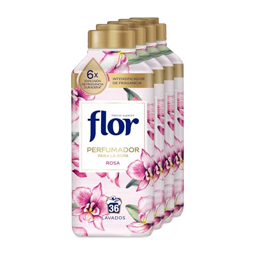 Flor Perfumador para la Ropa con fragancia floral Rosa, hasta 36 dosis, 720ml, 1 Unidad (Paquete de 4)