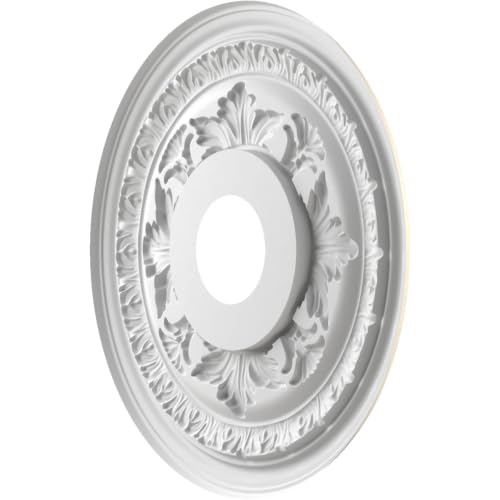 Image of Ekena Millwork CMP16BAEPE Baltimore Thermoformed PVC Ceiling Medallion (Fits Canopies up to 6 1 /2 inch), 16 inchOD x 3 1 /2 inchID x 1 inchP, Universal Metallic Pearl Mist