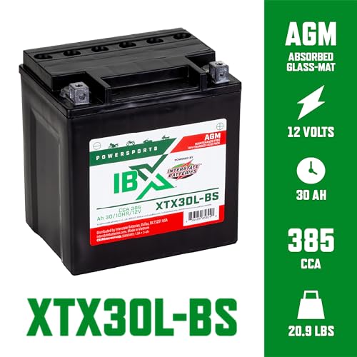 Image of Interstate Batteries IBX YTX30L-BS Powersports Battery 12V 30Ah 385CCA AGM