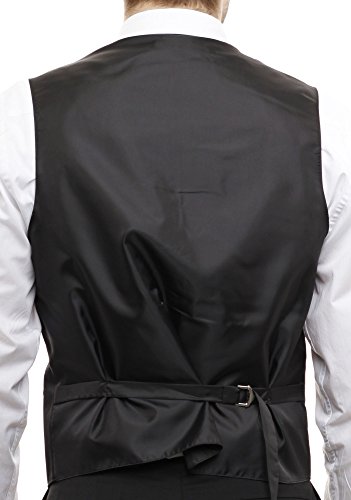 Men's Dress Vest & NeckTie Solid BLACK Color Neck Tie Set for Suit or Tuxedo2