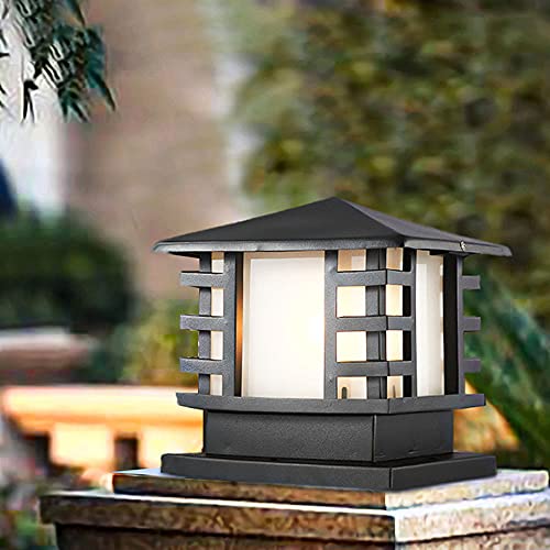 Lampe de colonne extérieure MOCHAMIK étanche IP65 en acier inoxydable noir