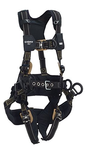 Image of 3M DBI-Sala ExoFit NEX 1113368 Tower Climbing Arc Flash Harness, PVC Coated Alum Dorsal /Front /Side D-Rings, Locking QC Buckles, Hard Seat Sling, Large, Black