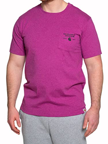 Carhartt Men's Relaxed Fit Heavyweight Short-Sleeve Pocket Logo Graphic T-Shirt, Magenta Agate...