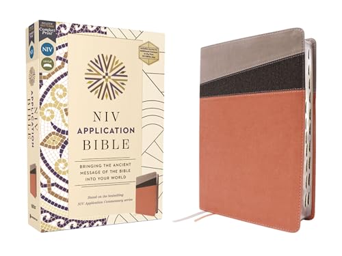 NIV Application Bible, Leathersoft, Coral/Gray, Red Letter, Thumb Indexed, Comfort Print: Bringing the Ancient Message of the Bible into Your World (NIV Application Commentary Resources)