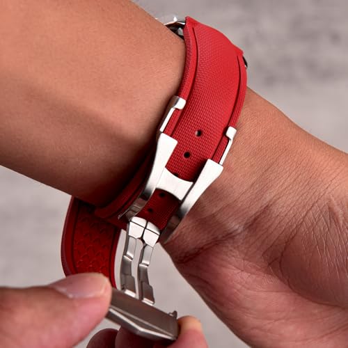 Image of WAMD Vector FKM Rubber Watch Strap 20mm 22mm - No Loop Deployment Clasp - Premium Fluoroelastomer Replacement Band.