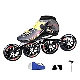  YDHNB Adulti Pattini in Linea Scarpe da Pattinaggio velocità - Fibra Professionale Fibra di Carbonio Lame Roller termoplastico Sport all\'aperto Ricreazione Fitness Racing,Nero,42