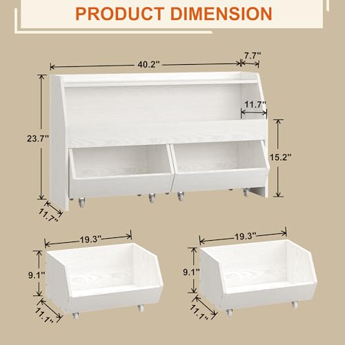 Toy-Storage-Organizer-for-Kids-Toy-Storage-Cabinet-with-Drawers-Boys-and-Girls-Toy-Shelf-with-Wheels-Toy-Organizer-Kids-Bookshelf-with-Storage-for-Nursery-Playroom-Bedroom-White Toy Storage Organizer for Kids Toy Storage Cabinet with Drawers Boys and Girls Toy Shelf with Wheels Toy Organizer Kids Bookshelf with Storage for Nursery Playroom Bedroom White