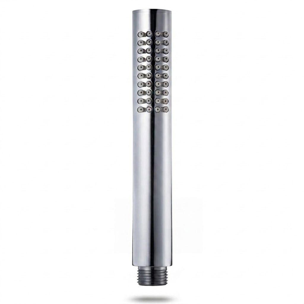 Handheld Shower Head, High Pressure Pencil Showerhead for Low Water Pressure & Bath Taps, Lightweight Anti-Scald Chrome Hand Shower, Universal Attachment for Caravan