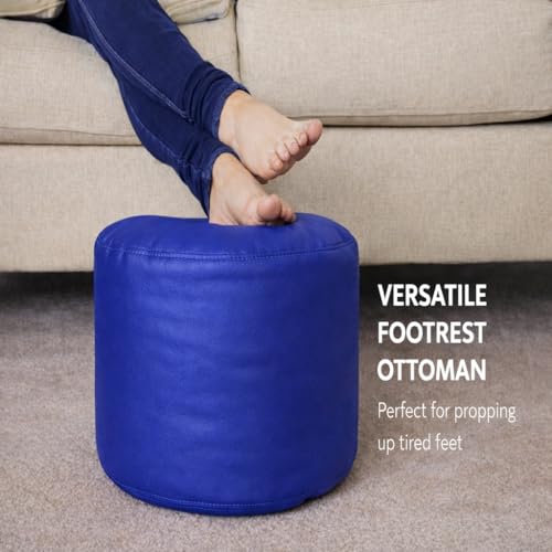 Image of 4XL Tear Drop Bean Bag with Footrest & Cushion | Premium Leatherette Bean Bag Cover | XXXXL Lounger Chair for Living Room | Without Beans | Upto 150 Kg (Blue, XXXXL)