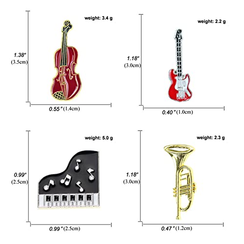 Image of 4 PCS Cute Enamel Badges Set - Piano Guitar Brooch Pins For Teachers, Jackets, Backpack, Shirt, Lapel Button Pins