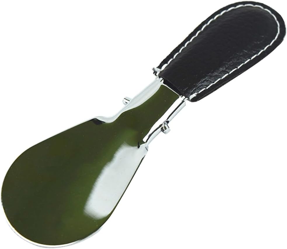 Stainless Steel Adjustable Practical Leather Case Professional Easy Carry Mini Shoe Horn Accessories Foldable Flexible
