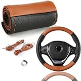 YUNZHISHIYE Universal Nähen Auto Lenkradbezug, Autozubehör Innenraum, DIY Rindsleder Auto Lenkradbezug, Passend Für 37-39 Lenkrad (Spleißen)