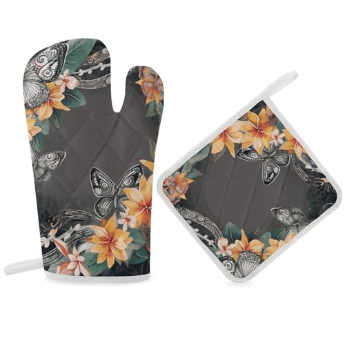 Gants de four papillons et maniques isolées en polyester