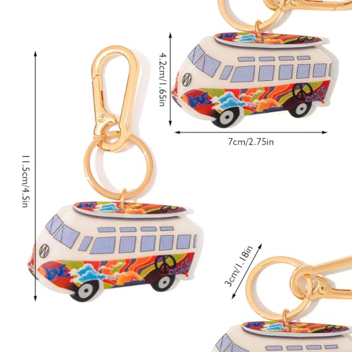 Car Shape Bag Charm Keychain - Colorful LOVE Design Acrylic Purse Accessory with Gold Lobster Clasp (Unisex)